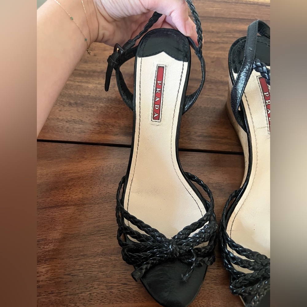 Prada Black Braided Strap Sandals - Picture 5 of 13